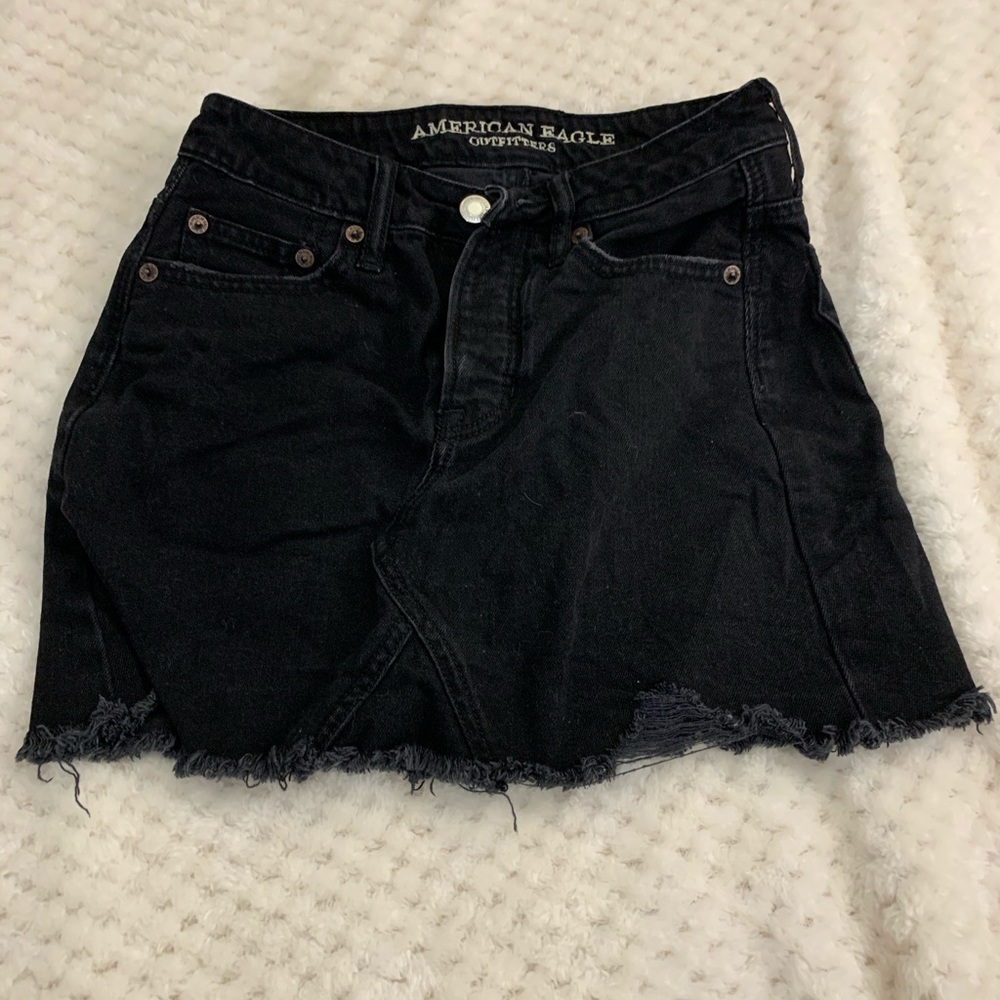 Black denim skirt